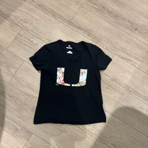 Fanatics Black Tee with Floral Miami Hurricanes Graphic